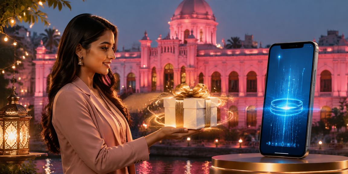 ঢাকায় ঈদ বোনাস পেতে নিবন্ধন করছেন একজন ব্যবহারকারী